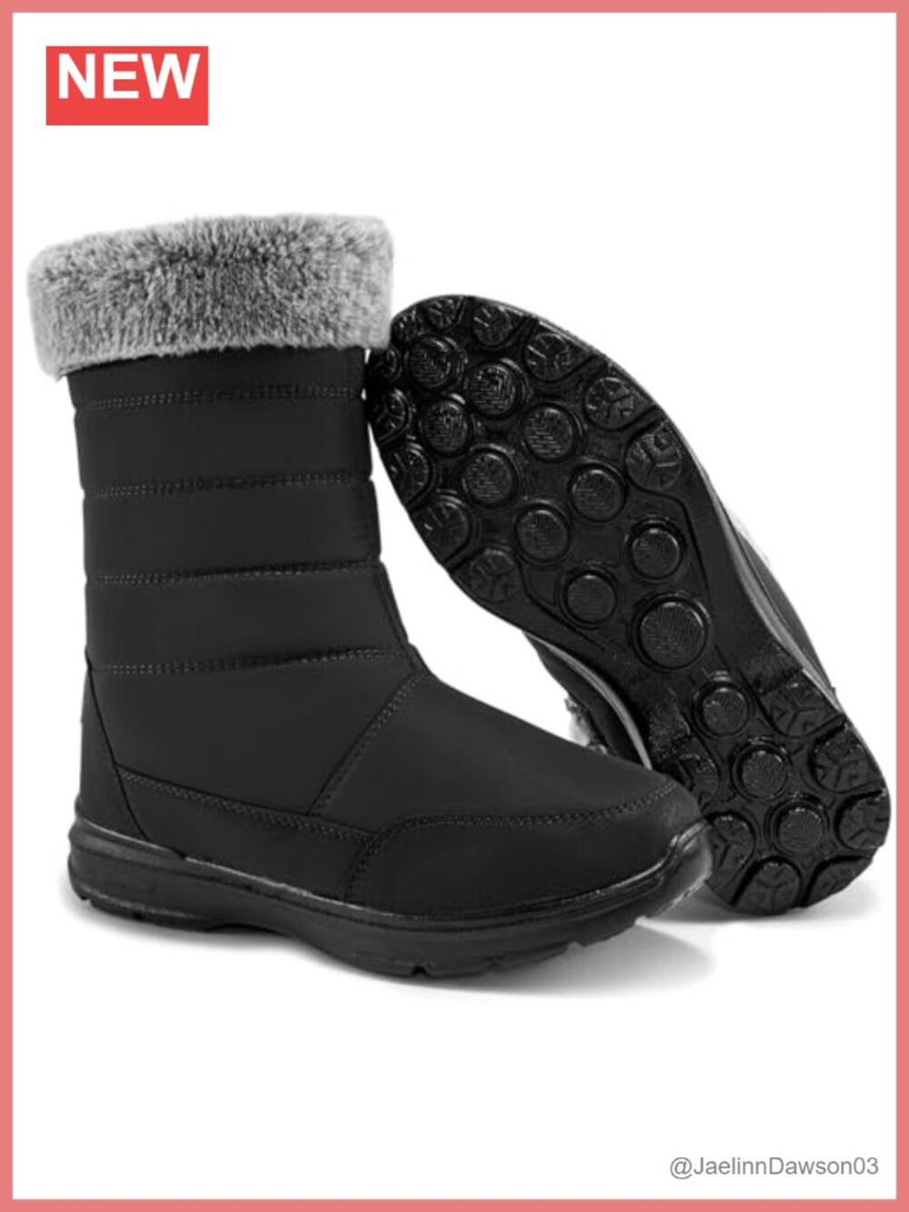 Waterproof Mid-Calf Snow Boots Warm Faux Fur Lined Winter Shoes